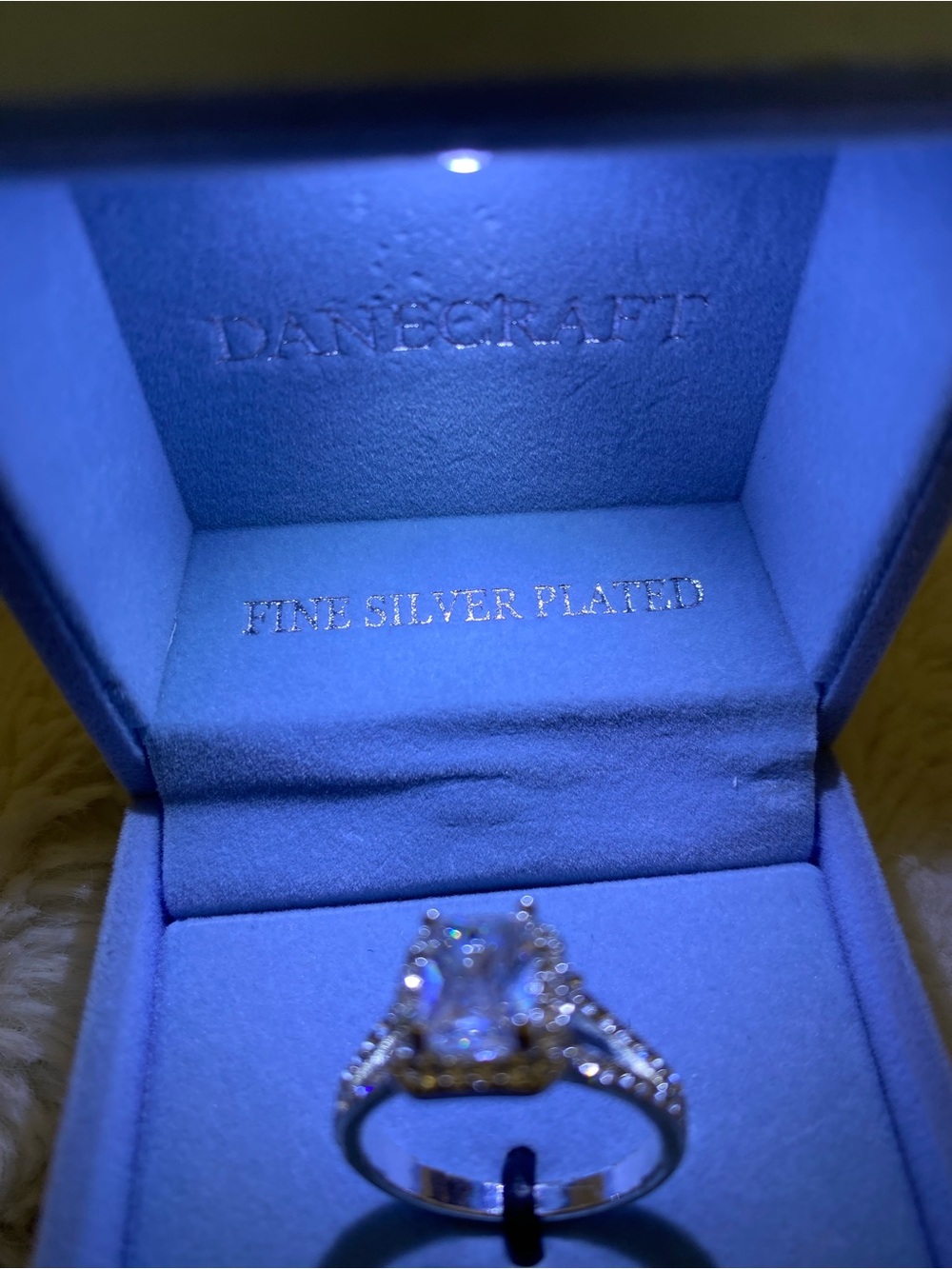 Fine Silver-Plated Emerald Cut Cubic Zirconia Ring New - Picture 4 of 15